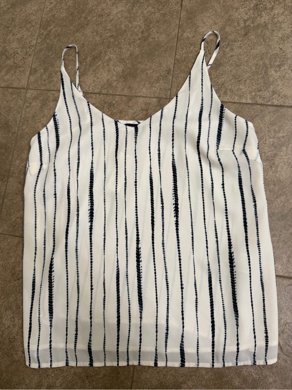 Banana Republic White Cami with Black Vertical Stripes